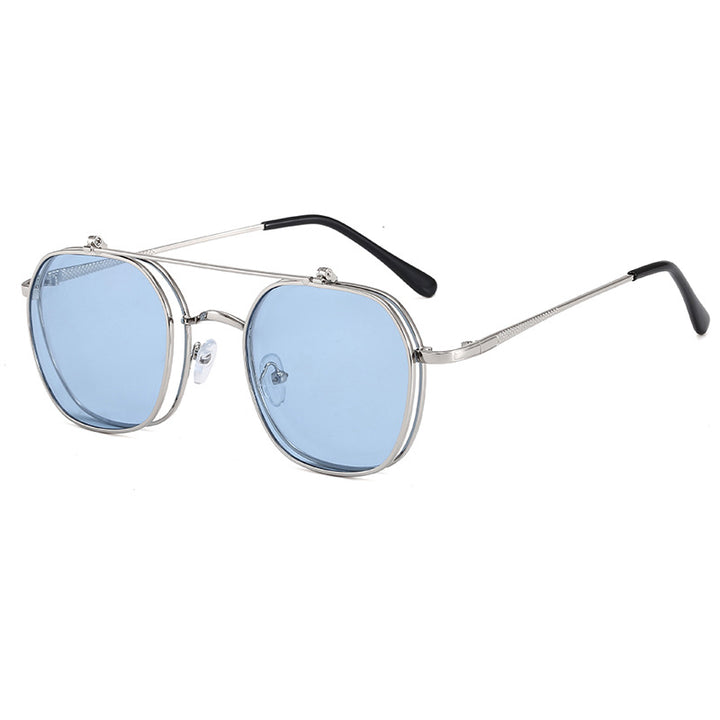 Dame geometrisk oversized solbrille med elegant gullramme Skanto