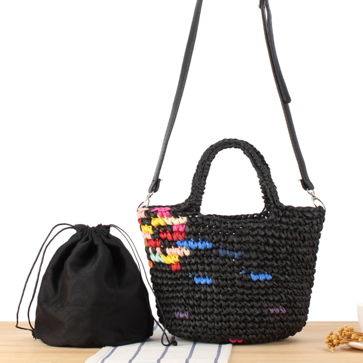Handbag made of handmade natural material with colorful accent Skanto