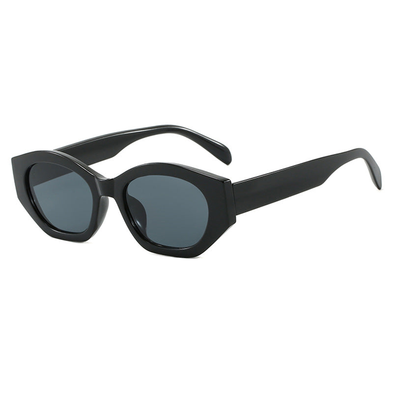 Dame geometrisk solbrille med trendy, gjennomsiktig ramme Skanto