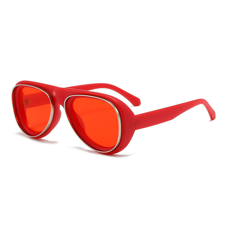 Dame mote retro-solbriller med bred ramme Skanto