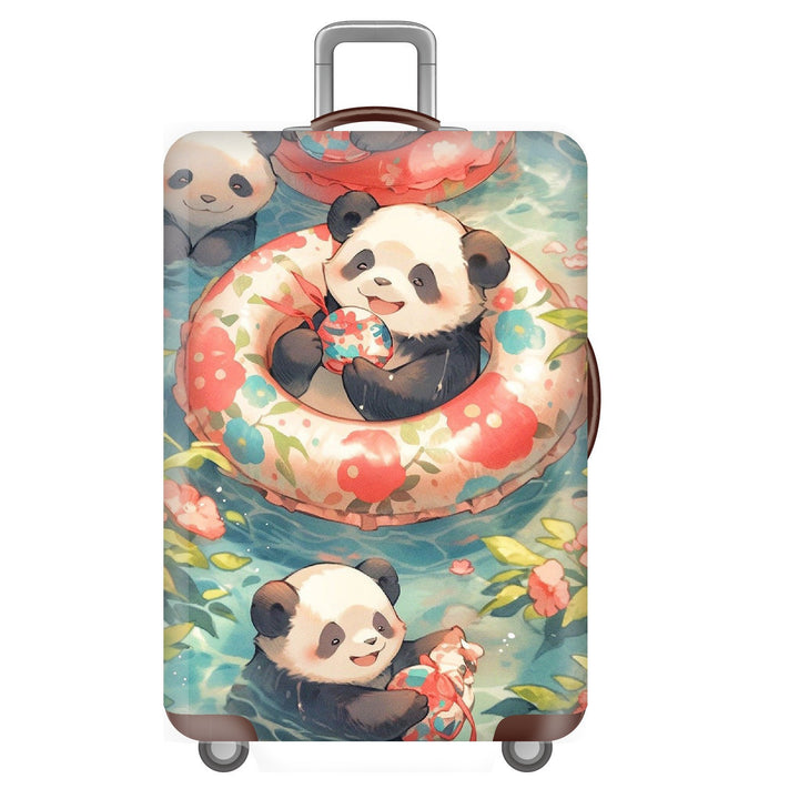 Unisex nan elastisk koffertrekk for hardplast trolley med søtt panda-motiv, elastisk beskyttelsestrekk med håndtak- og hjulåpninger Skanto