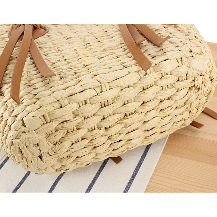Braided beach bag with leather handle Skanto