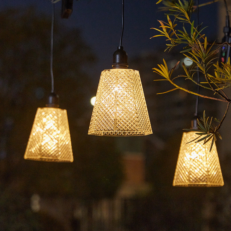 Solar USB Oppladbar Teksturert Glass Pendellampe Skanto