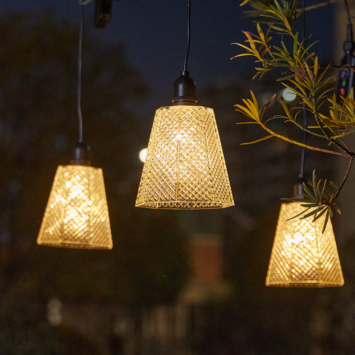 Solar USB Oppladbar Teksturert Glass Pendellampe Skanto