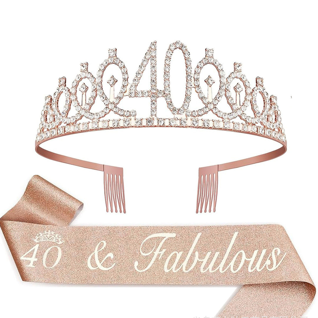 Damer Krystallprinsessekrone med 30 & Fabulous tekst Skanto