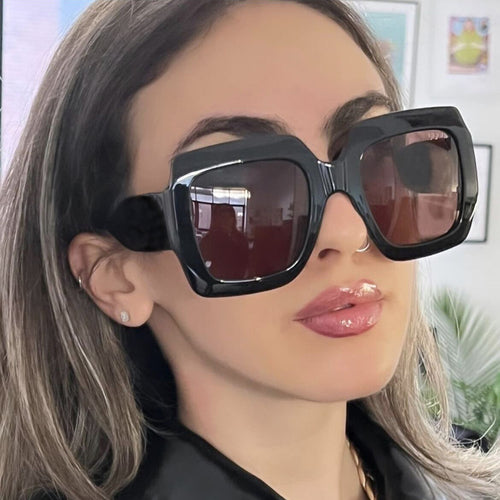 Dame oversized solbriller med firkantet ramme og UV-beskyttelse Skanto