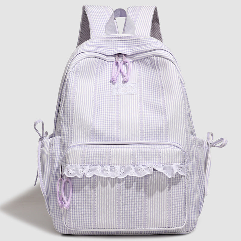 Casual Lace-Trimmet Skole Ryggsekk