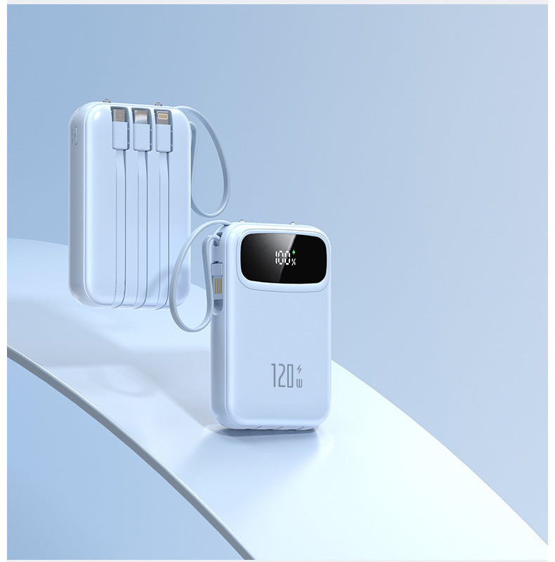bærbar Powerbank med integrert multikabel Skanto