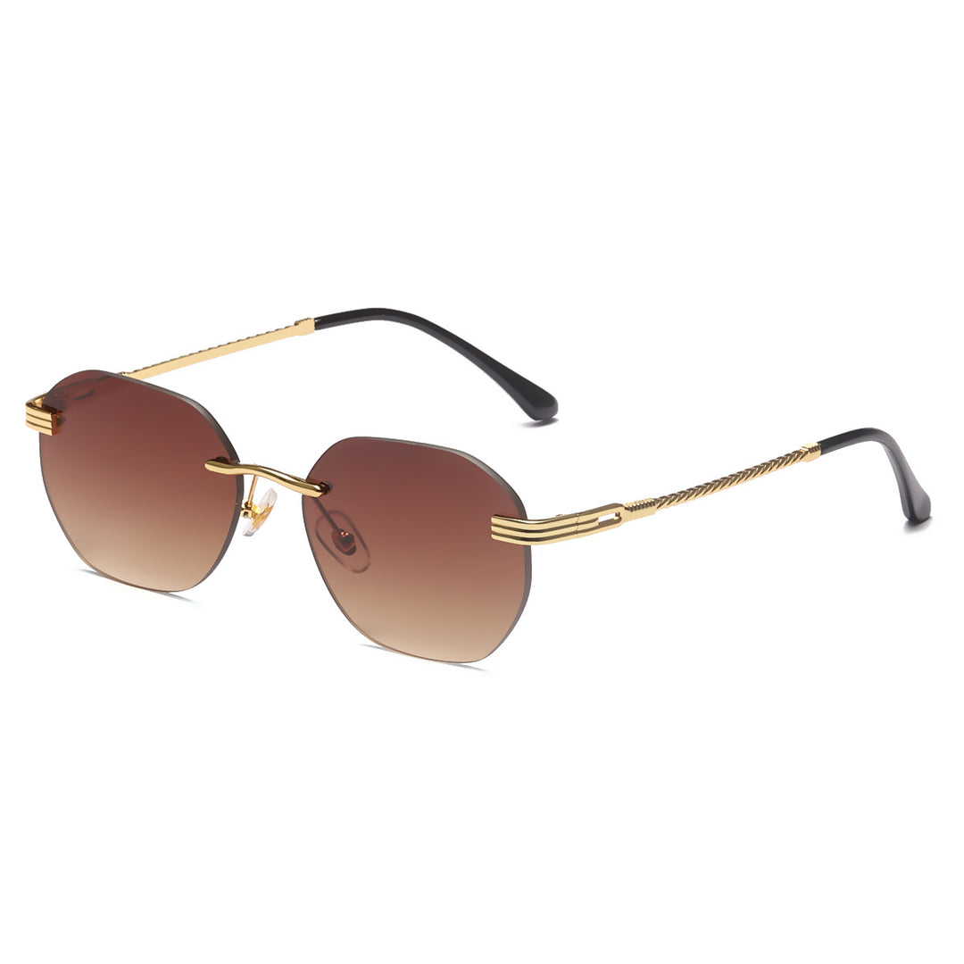 Dame moteriktig geometrisk solbrille med dekorativ metallegering Skanto