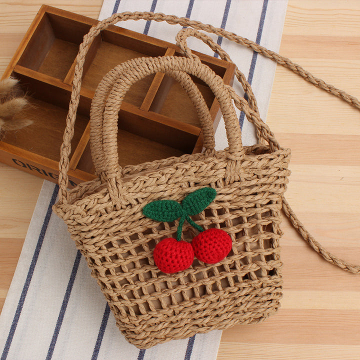 Shoulder Bag with Handmade Fruit Motif Skanto