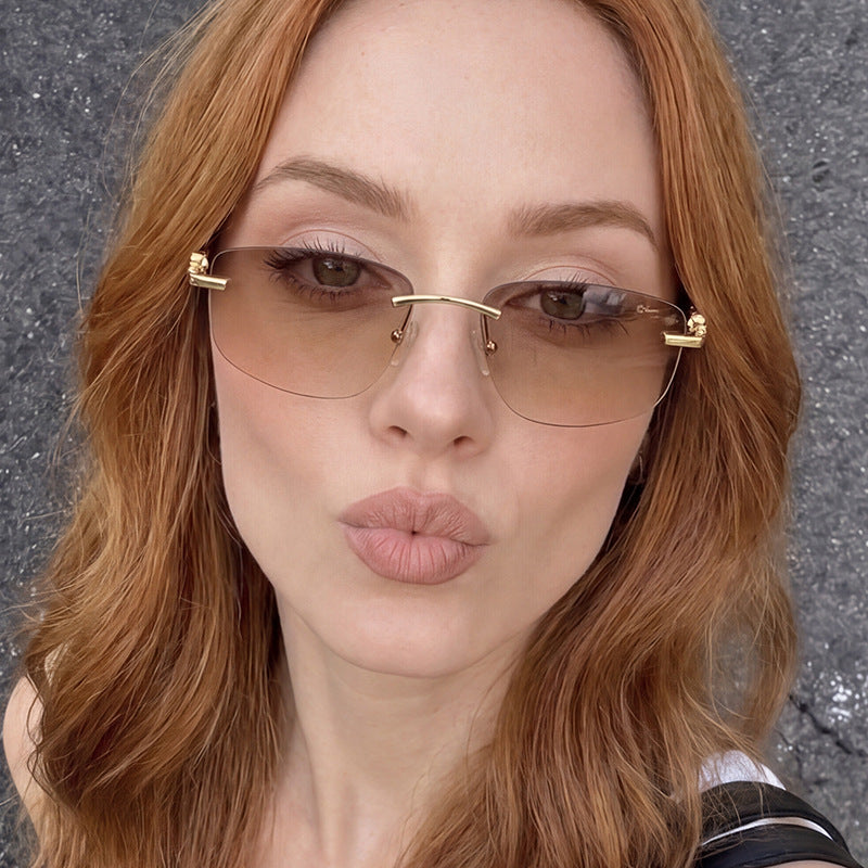 Women's elegant semi-rimless glasses with luxurious metal frame and clear lenses Skanto
