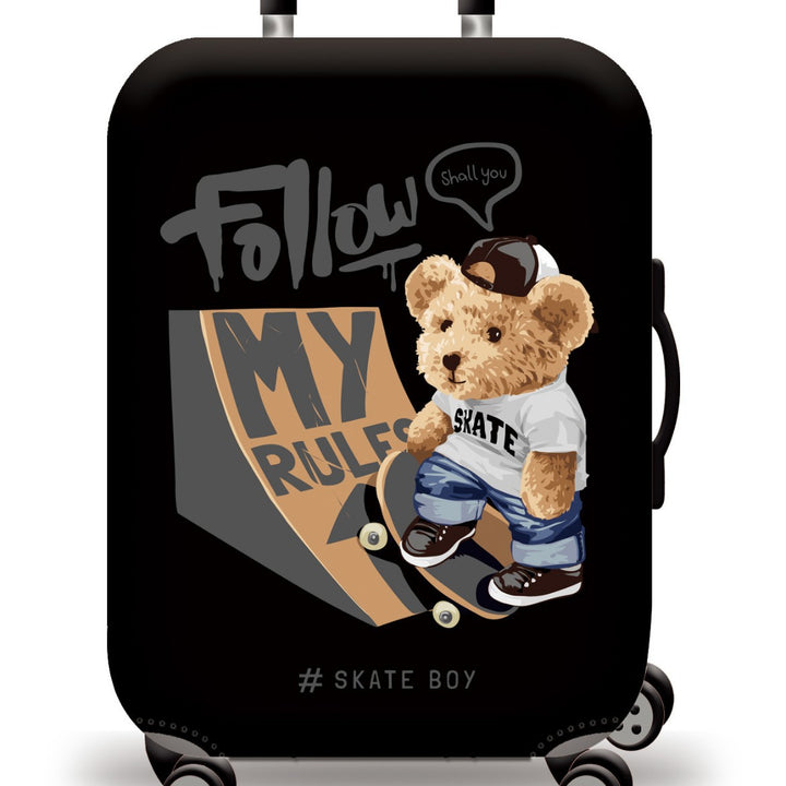 Unisex nan Kinder Trolley Koffert med søtt bamse-design, hardt skall, teleskophåndtak og fire svingbare hjul Skanto