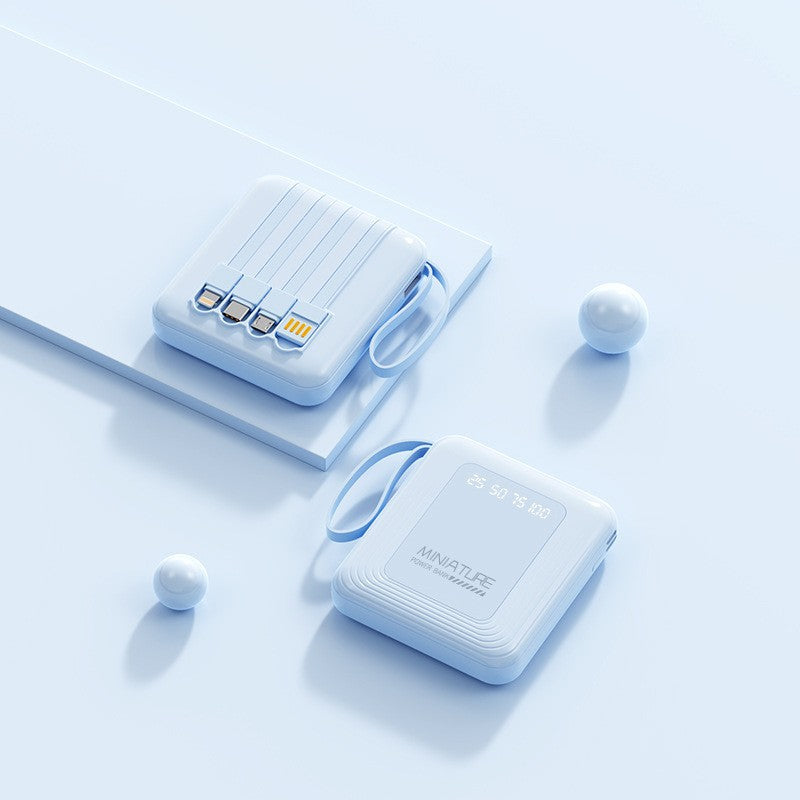 Slim Powerbank med integrerte kabler Skanto