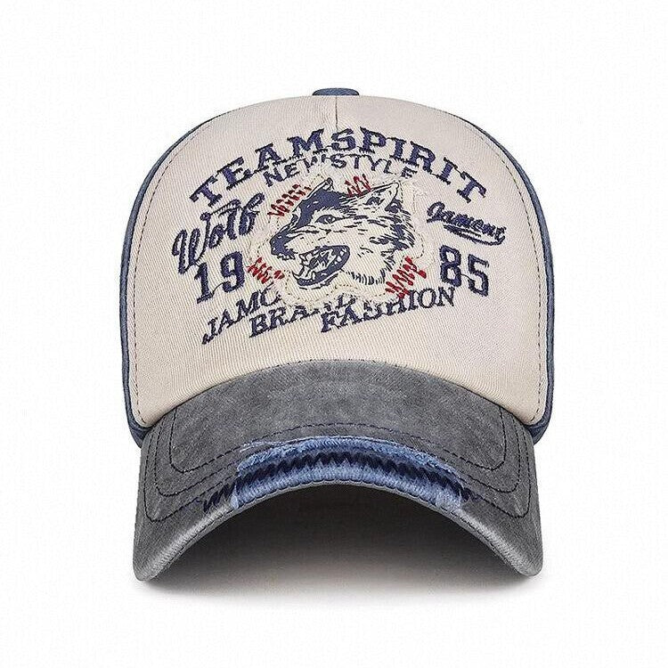 Herre Vintage-Inspirert Ulv Grafisk Baseballcaps Skanto
