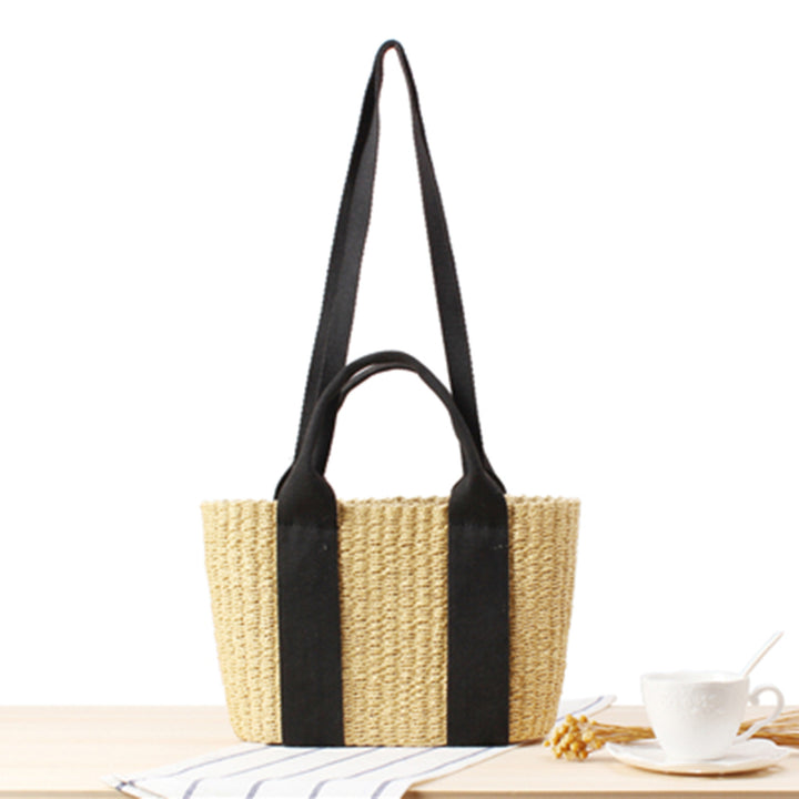 Trendy tote bag made of sustainable braided material with wide carrying handles Skanto