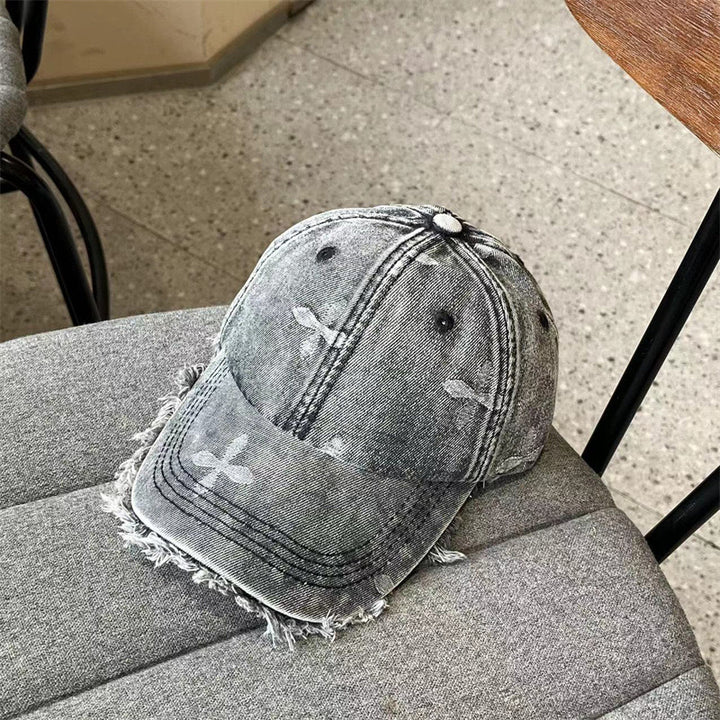 Kvinne Slitt Denim Frynse Baseball Caps Skanto