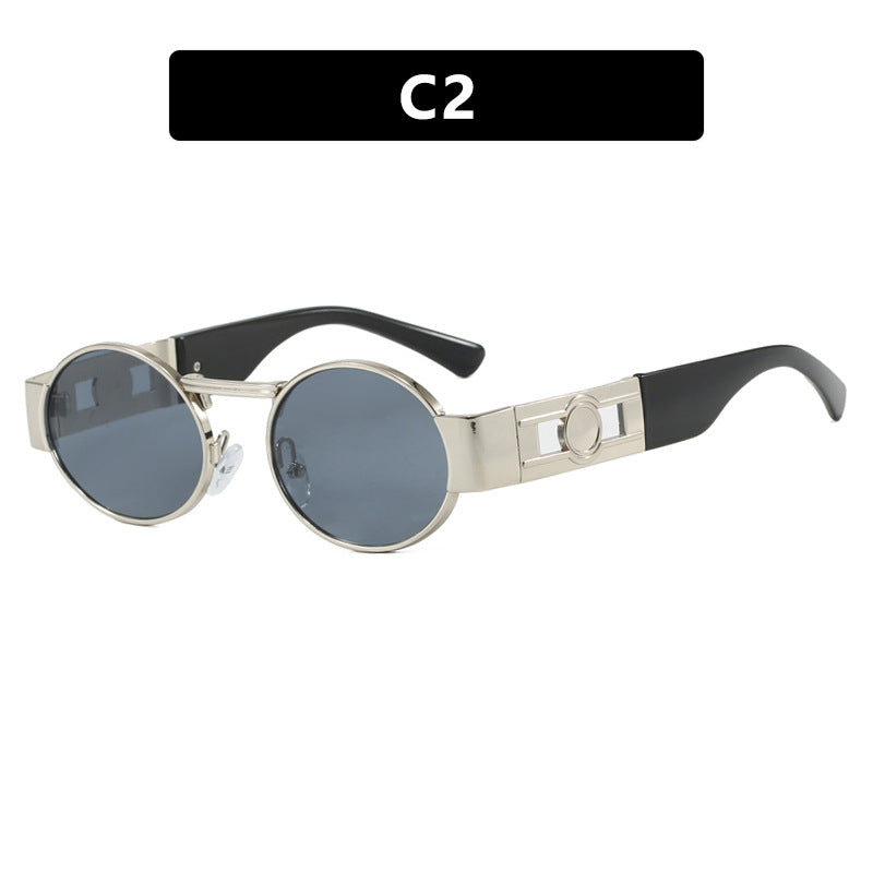 Women's round sunglasses with modern metal frame and UV protection Skanto