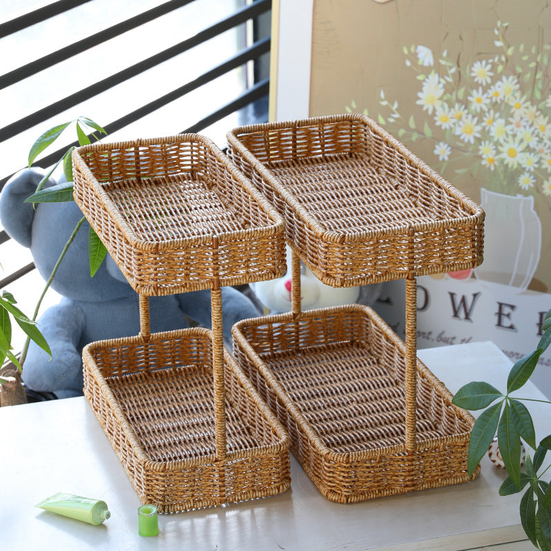 Multi-Tiered Wicker Storage Display Tray Skanto