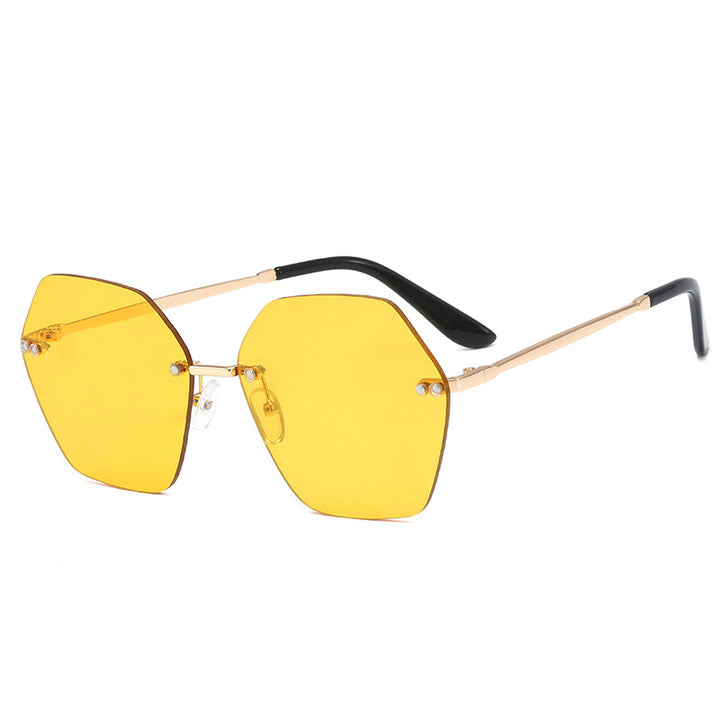 Damer hexagonal solbrille med elegant metallramme Skanto