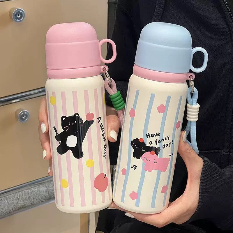 Damen Isolier-Trinkflasche mit sicherem Tragegriff und kreativem Tierdesign Skanto