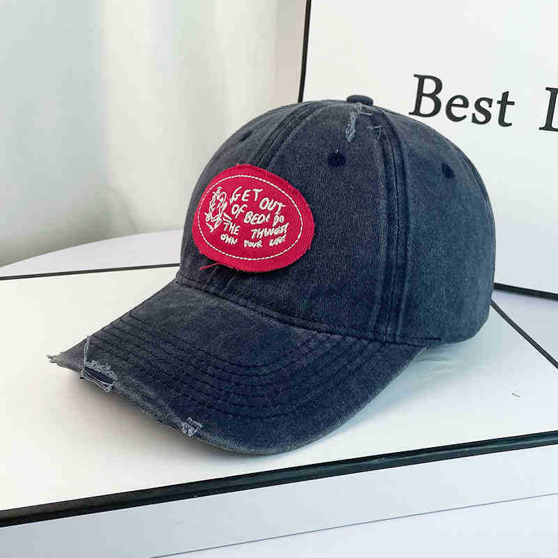 Kvinne Casual Distressed Bomull Baseball Caps Skanto