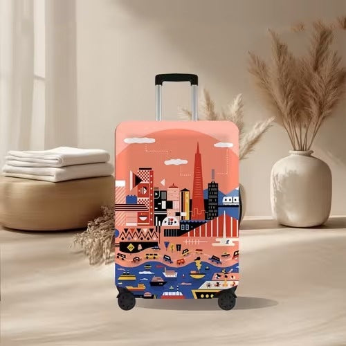 Unisex nan elastisk koffertrekk med vulkansk lava-marmordesign, elastisk beskyttelsestrekk for Trolley Skanto