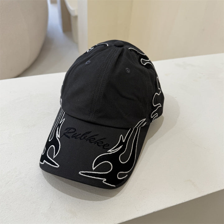 Herre Grafisk Flamme-Brodert Baseball Caps Skanto