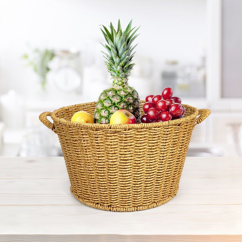 Dame Rattan kurv med lokk og trendy håndtak Skanto