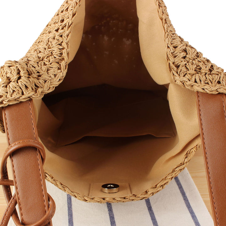 Shoulder bag made of hand-knotted natural materials with fringe-decorated shoulder strap Skanto