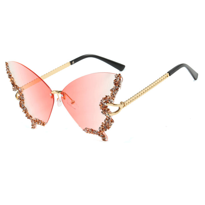 Women's large cat-eye sunglasses with sparkling rhinestone decoration and elegant frame Skanto