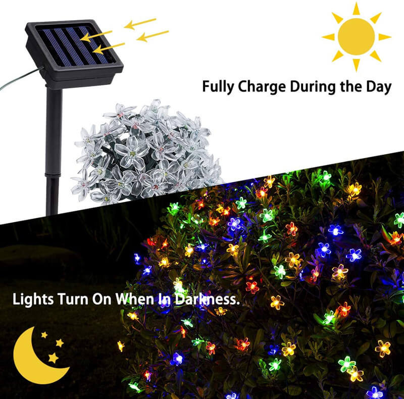 Norvo | LED Solar Sakura String Lights Vanntette Utendørs Fe Blomster Lys