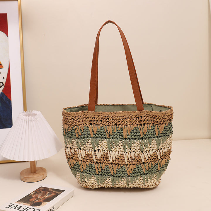 Braided tote bag with unique pattern mix Skanto