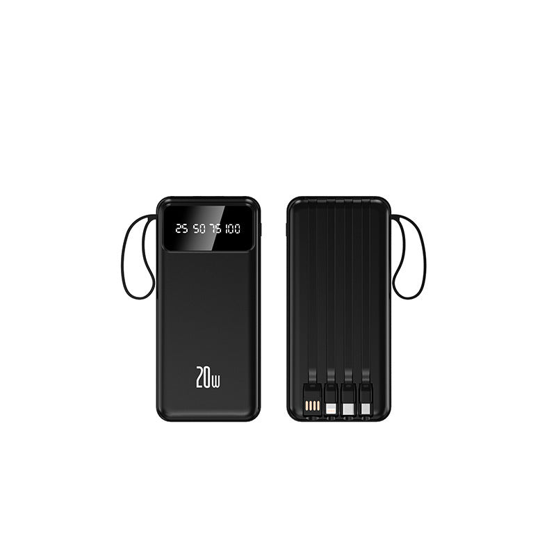 Powerbank med innebygde multifunksjonsladekabler og digital skjerm Skanto