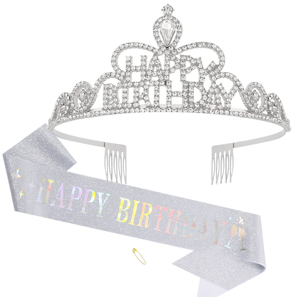 Dame Funkenkrone med "Happy Birthday" skrift Skanto