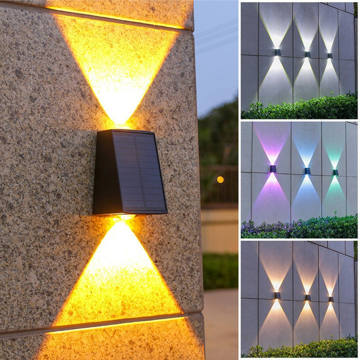 Skrå Bi-Direksjonal Sol LED Vegg Uplight-Nedlight Med Integrert Fotovoltaisk Panel Og Prisme Linse Skanto