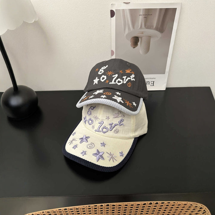 Kvinne Brodert Stjerne Mønster Baseball Caps Skanto