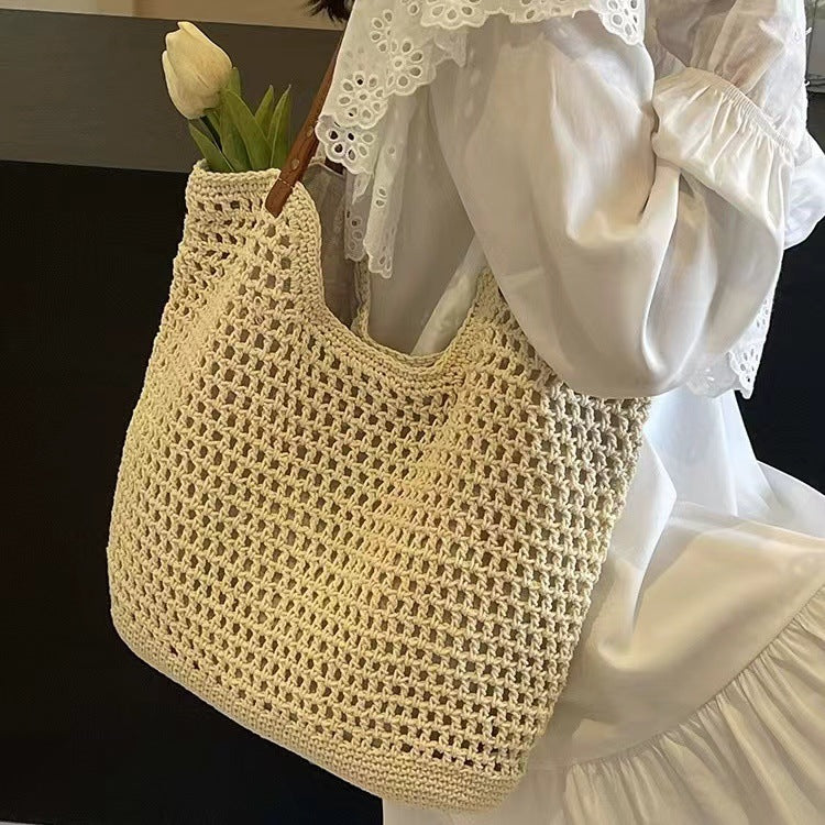 Stor makrameeveske med skinnsenter Skanto