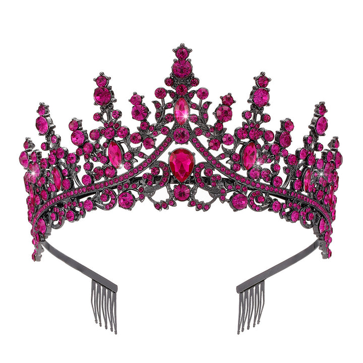 Damer Opulent Tiara med svart krystallbesetning Skanto