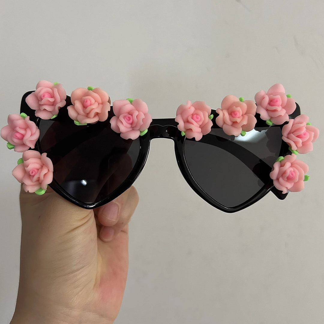 Dame Cat-Eye solbriller med blomsterdekor Skanto