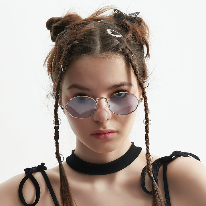 Dame rund fashionable solbriller Skanto