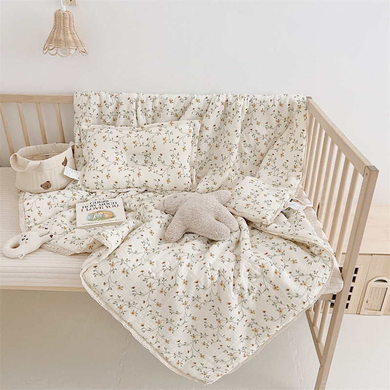 Unisex Pustende Muslinteppe med Blomster Volangdesign Skanto