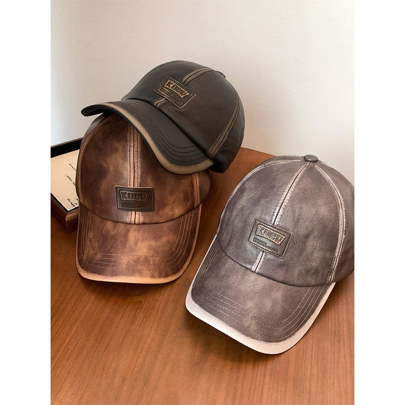 Herren Vintage Faux Skinn Baseball Caps Skanto