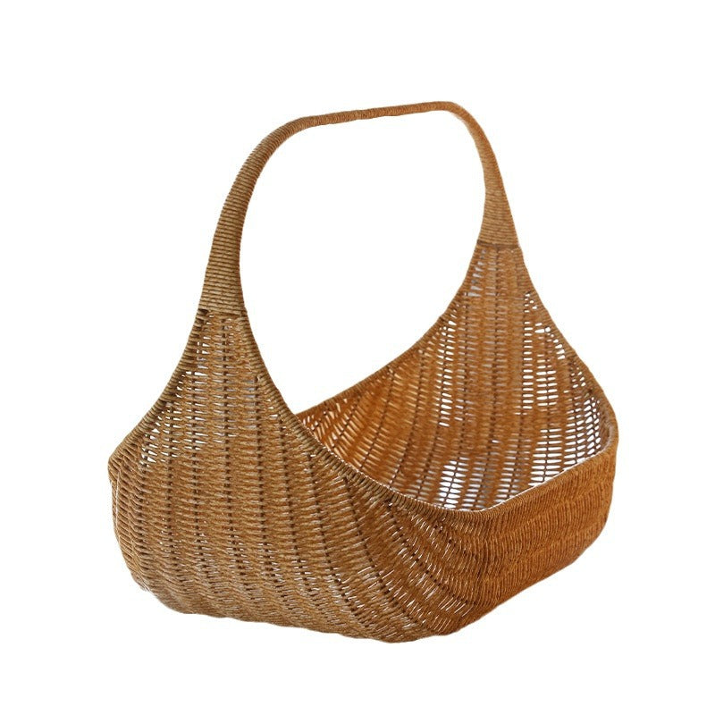 Dame Håndlaget Rattan Kurv med elegant kontur Skanto