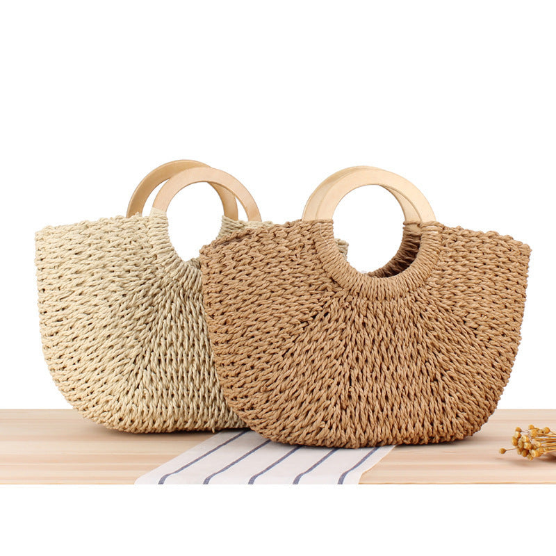 Designer bag made of handmade wicker with wooden handle Skanto