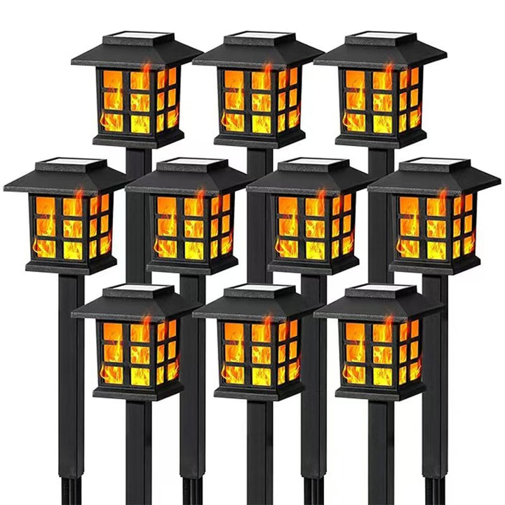 Solcelle Flamme-effekt Hagebane Stake Lanterns Med Værnbestandig ABS Hus Og Varm LED Glød Skanto