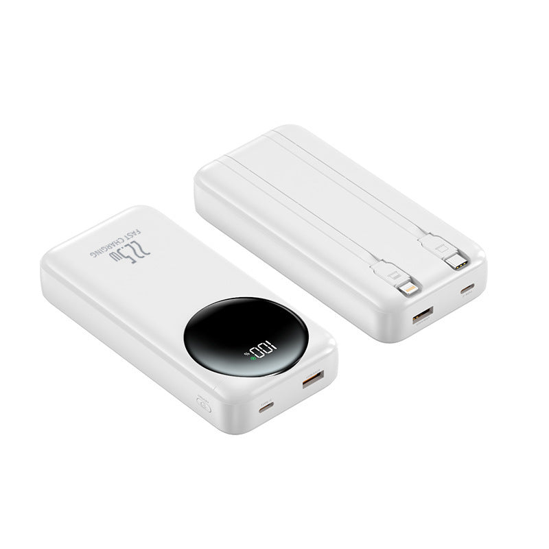 Bærbar powerbank med integrerte kabler og digital effektindikator Skanto