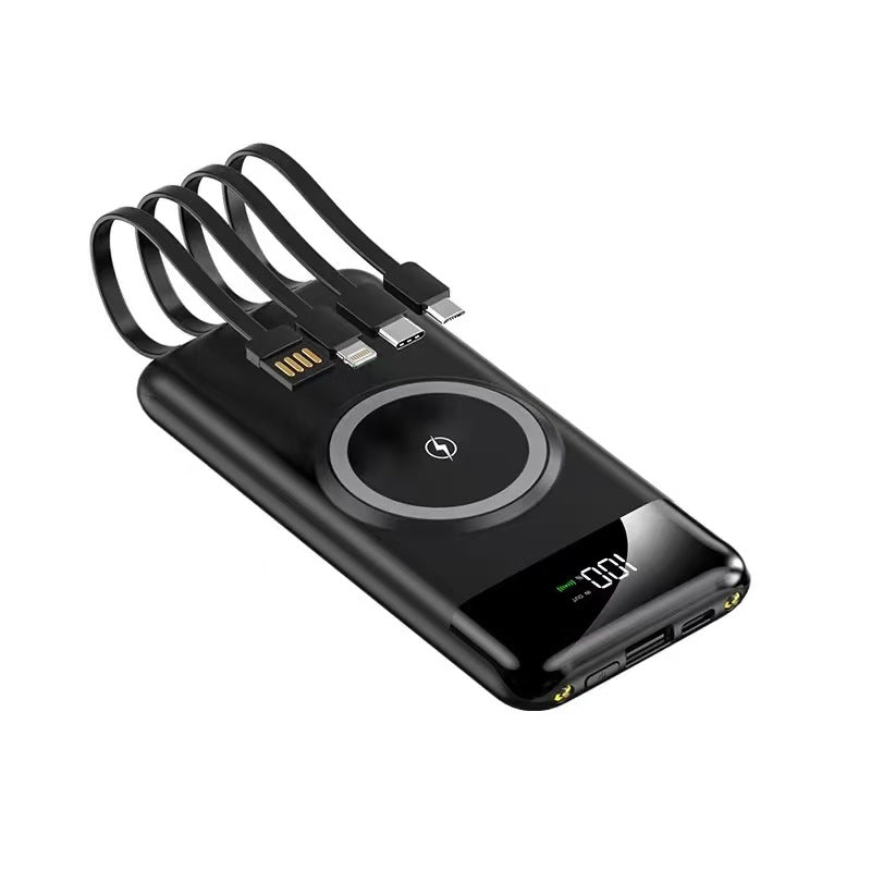 Bærbar powerbank med trådløs ladingsfunksjon og multifunksjonskabel Skanto