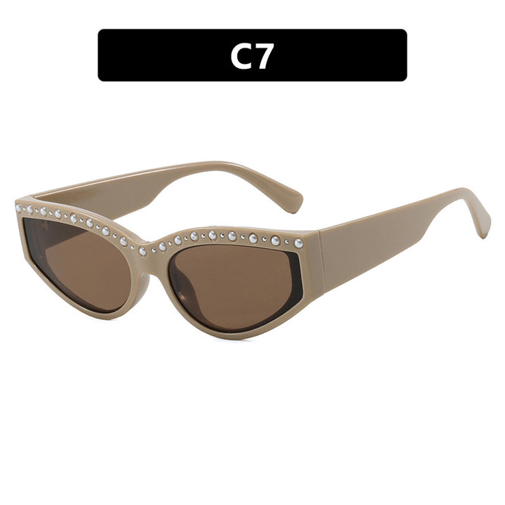 Women's Cat-Eye Sunglasses with Sparkling Rhinestones and Animal Print Skanto