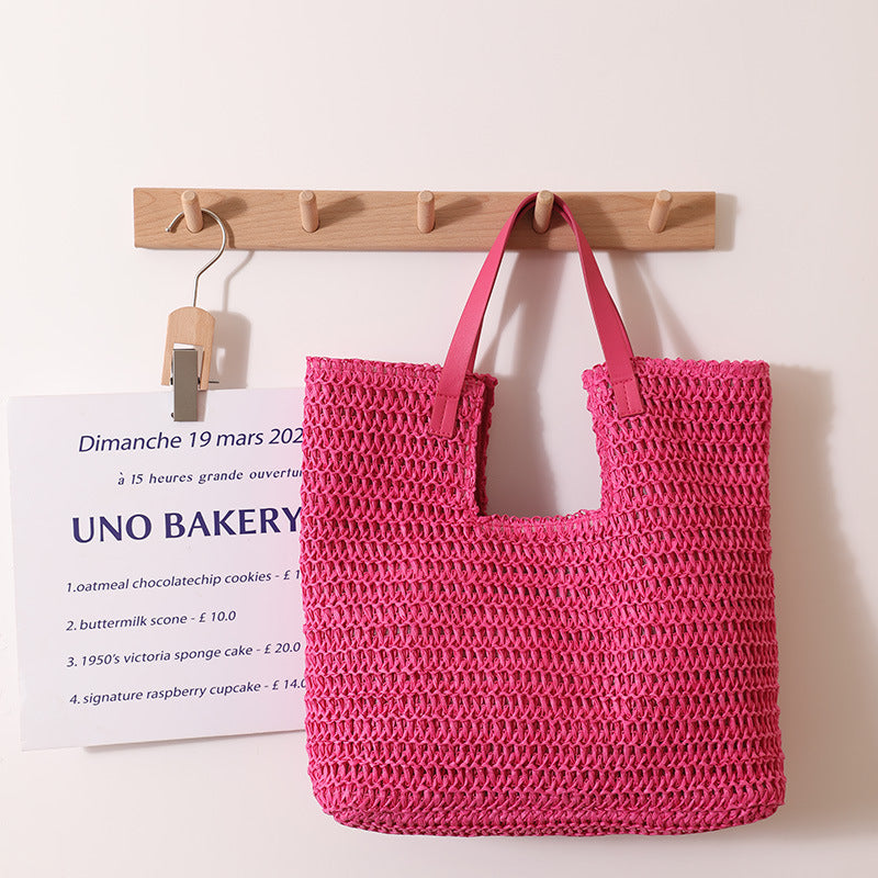 Elegant Braided Tote Bag with Sturdy Leather Handles Skanto
