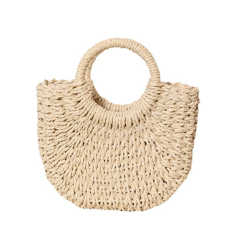 Trendy basket bag with round handle and textured design Skanto